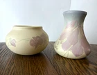 Antique Weller Pottery Etna Set 1906 - Hand Painted Floral Vase & Jardiniere