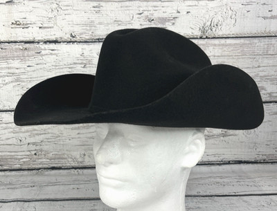 POTRERO Cowboy Hat Western Black 30X Size 7-1/8 Felt 100% Sheep Wool