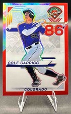 2025 Panini Prospect Edition Cole Carrigg #126 Ticket Red 37/299 Rockies