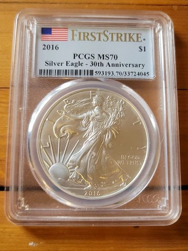 2016 Silver Eagle First Strike PCGS MS70 30th Anniversary $1