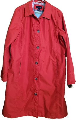 Lands End Women s Orange Trench Rain Coat Plus 1X (16-18) Lined Classic Capsule
