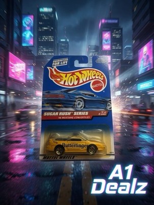 1998 Hot Wheels Sugar Rush  96 Mustang Convertible Butterfinger #744 NIP 1:64