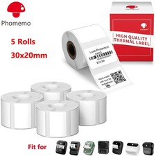 5Rolls 30 20mm White Self-Adhesive Thermal Label for Phomemo M110/M220 Printer