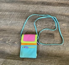 ILI leather RFID blocking handbag purse organizer leather Aqua Palm Beach