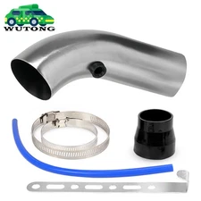 Universal 76mm 3" Silver Aluminum Car Cold Air Intake Induction Pipe Hose Tube