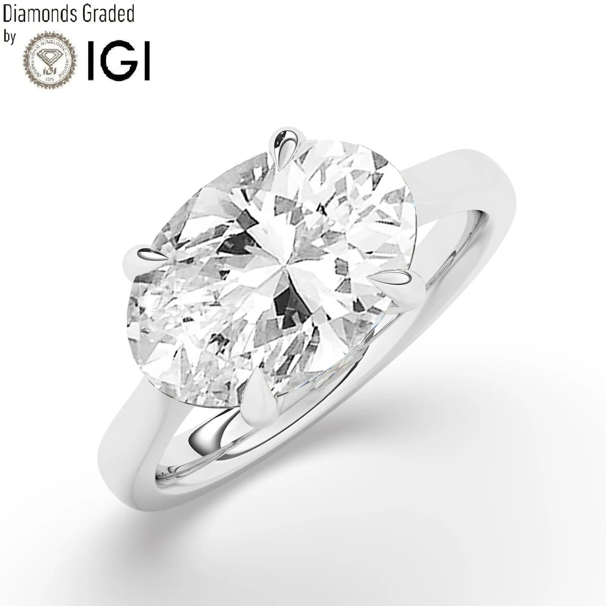 Lab-grown Oval Solitaire Diamond Engagement Ring Platinum 5 Ct E 