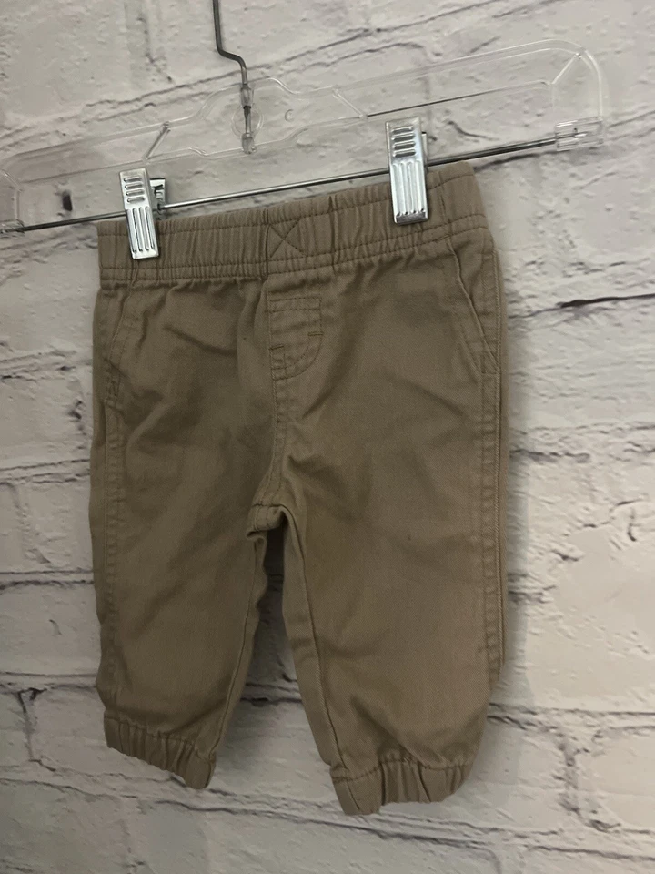 Wrangler Solid Khaki Joggers Elastic Waist 100% Cotton EUC Baby Size 6M - Image 2 of 4