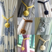 1 Pair Hand-made Curtain Holdbacks Rope Tie Backs Tassel Tiebacks Beaded Ball