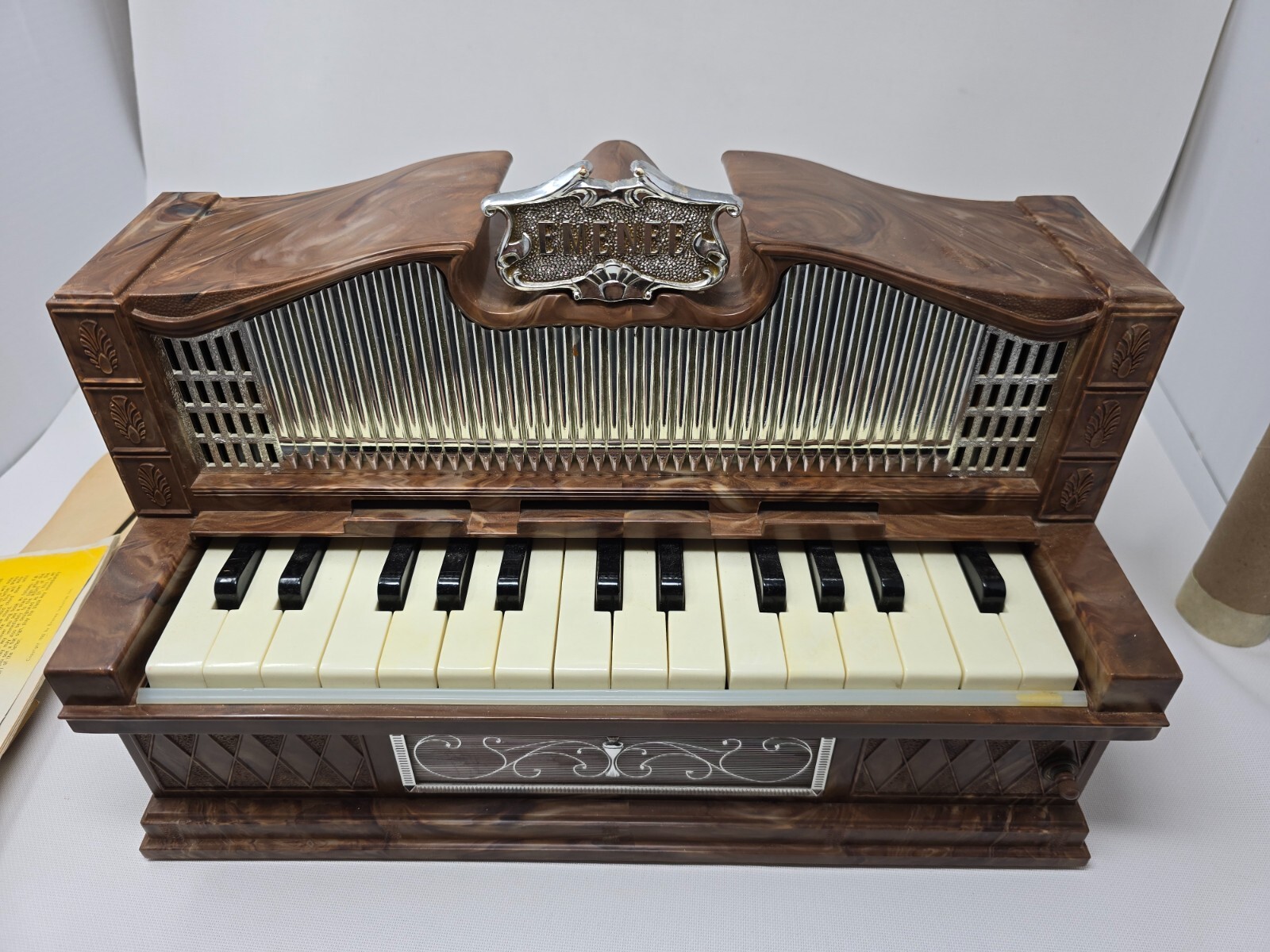 1959 Electric Golden Pipe Organ Emenee Industries Mini Piano Works See