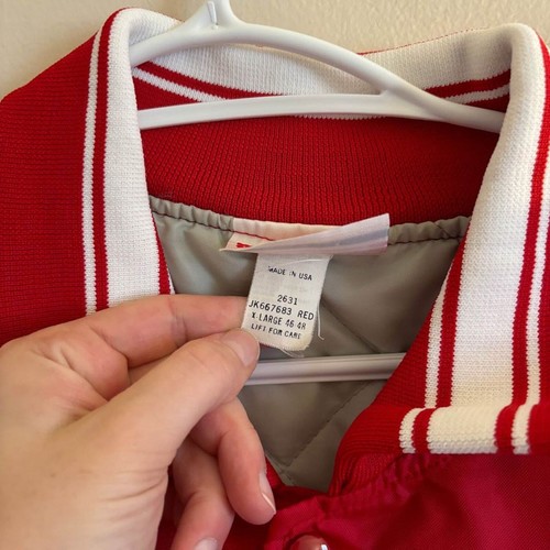 VTG Hartwell Bomber Jacket Jacks Pizze Button Up Red - Mens Size XL - Picture 4 of 5
