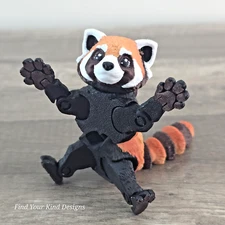 3D printed Red Panda 5 inch adjustable and articulated Flexi Fidget toy gift