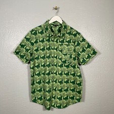 Stoic Men M Green Camo Print Shirt Ripstop Button Front Short Sleeve Gorpcore
