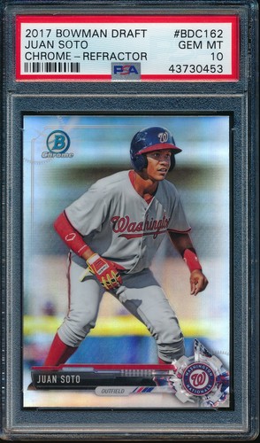 PSA 10 JUAN SOTO 2017 Bowman Chrome Refractor Nationals Rookie Card RC GEM MINT