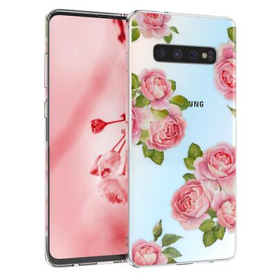 Für Samsung Galaxy S10 Plus Hülle Silikon Case Cover Tasche Transparent Blumen