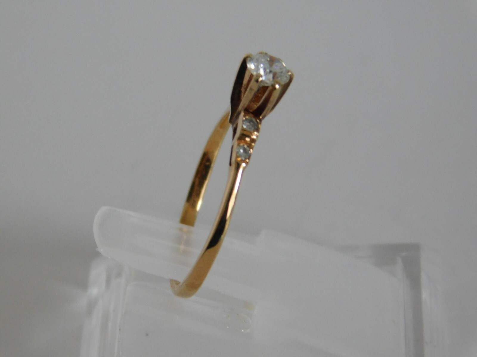 18K Solid Gold Diamond Ring ~ Solitaire with acce… - image 4