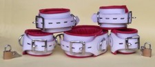 REAL LEATHER 5 PIECES HEAVY DUTY PADDED BONDAGE RESTRAINT SET FREE 5 PADLOCKS