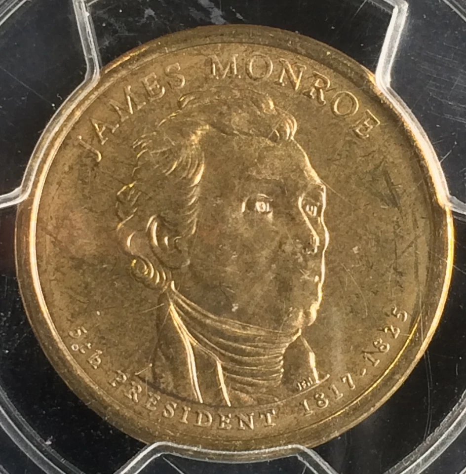 2008 Mint Error James Monroe Dollar, Improperly Annealed Planchet, PCGS MS67 - Image 2 of 3