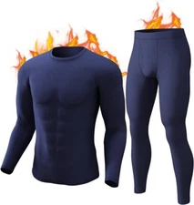 Long Johns Thermal Underwear  Men Soft Fleece Lined Base Layer Cold  XS-4XL