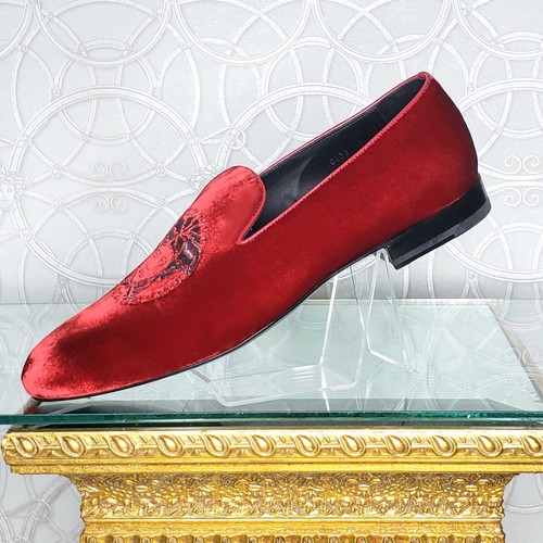NEW VERSACE RED VELVET LOAFERS w 