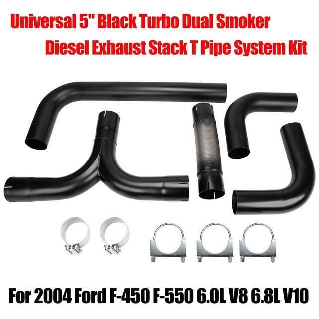 DIAMOND EYE 5" ALUMINIZED UNIVERSAL DIESEL DUAL EXHAUST STACK KIT
