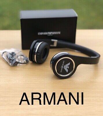 🆕EMPORIO ARMANI BLACK HEADPHONES Brand 