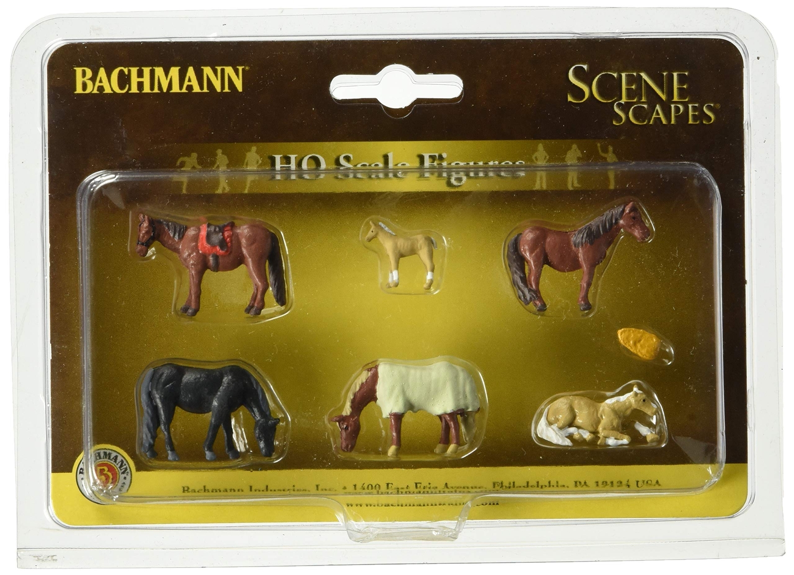 Bachmann Trains 33119 Scene Scapes - Miniture Figures - HORSES (6pcs/pk) HO Scal
