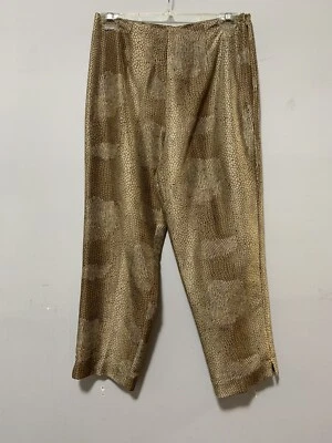NWT Allison Taylor Women 6 Snake Print 100% Silk Gold Long Pant Dressy Classic - Image 1 of 4