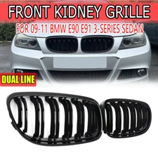 Gloss Black Front Kidney Dual Slats Grill for BMW E90 E91 LCI 325i 328i 2009-11