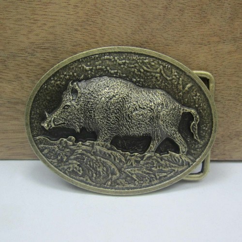 3D Belt Buckle Club Zinc Alloy Antique Brass Finish Retro Wild Boar Jeans Gift - Picture 12 of 12