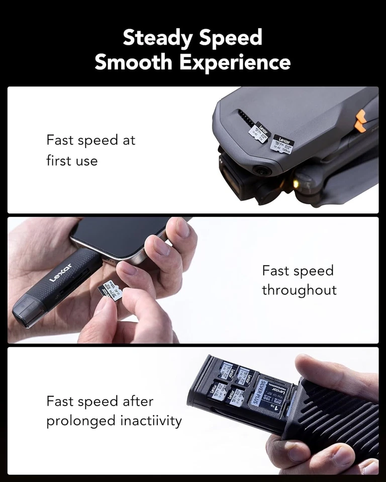 Lexar 128GB Professional SILVER PLUS UHS-I microSDXC Memory Card + SD Adapter - Image 2 of 4