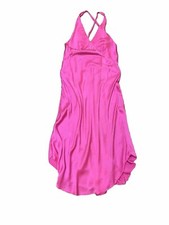 Victorias Secret Gold Label 100 Silk Barbiecore Long Hot Pink Dress Size Small