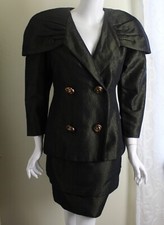 Gigis Closette Glenview Sz 8 10 Green Vtg 1980s Bombshell Mugler-ish Skirt Suit