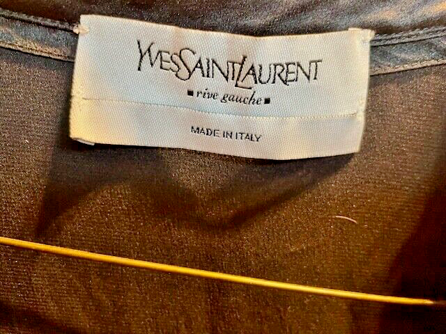 SAINT LAURENT Camicetta YSL in seta nera con fiocco design vintage