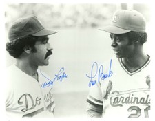 DAVE DAVEY LOPES LOU BROCK SIGNED 8x10 PHOTO STOLEN BASE LEGENDS BECKETT BAS