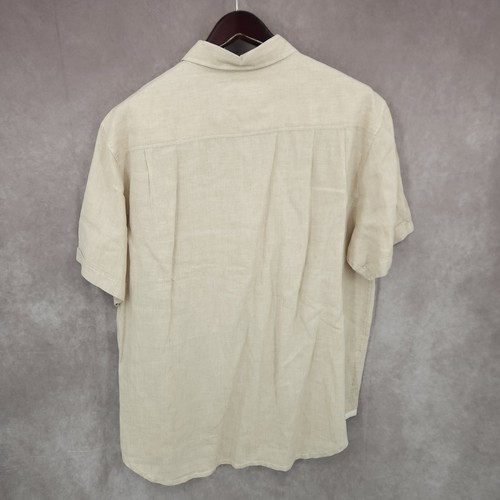 Tommy Bahama Shirt Mens Large Beige Button Up Linen Camp Lightweight Vacation - Picture 7 of 13