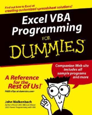 Excel VBA Programming For Dummies - Paperback By Walkenbach, John - VERY GOOD