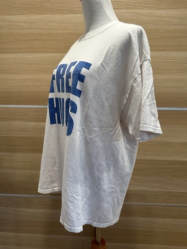 Camiseta Vintage Champion Para Hombre XL Blanca Gráfica "Abrazos Gratis" Manga Corta - Imagen 2 de 6