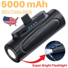 5000mAh Mini Power Bank Type-C Phone Fast Charging Charger Flashlight Portable