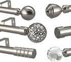 Curtain Pole Extendable Metal 28mm Rod Brushed Chrome Eyelet Or Rings Fittings