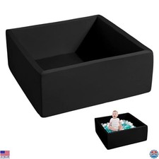 Square Foam Ball Pit for Toddlers - Soft Play Toy, Black, Ideal Gift, 1 Pack