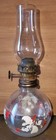 Vintage Miniature Oil Lamp Glass Hand Painted Red White Flowers 7.5" Tall — photo 3