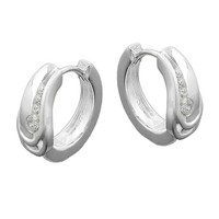 Creole 14X6Mm Klappscharnier Mit Zirkonias Matt-GläNzend Silber 925 | Gallay