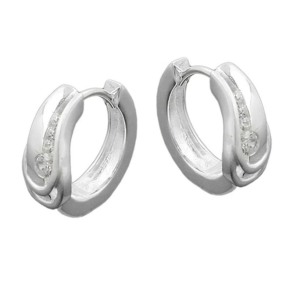 Creole 14X6Mm Klappscharnier Mit Zirkonias Matt-GläNzend Silber 925 | Gallay-image