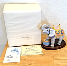Vintage 1989 Lenox The Carousel Elephant 8" Sculpture Figurine Wood Base ISSUES!