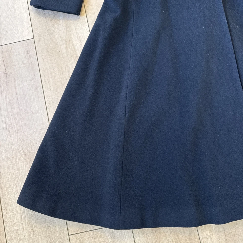 Maxi Abrigo Victoriano De Colección Laura Ashley Negro Largo Columpio Montar Terciopelo Lana Talla 4 Foto 3 de 4