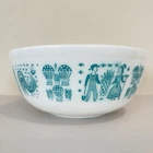 Pyrex #404 Amish Butterprint Mixing Bowl 4QT White & Blue Glass Vintage MCM