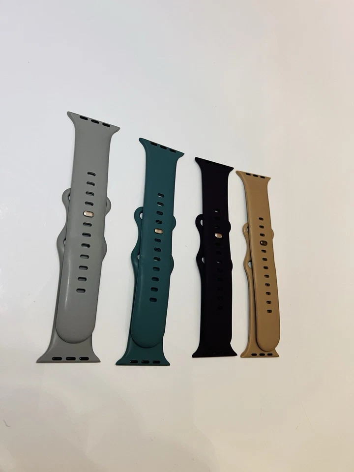 Bandas de silicona para Apple Watch 42 mm (4 colores) - Gris, verde, púrpura y beige Foto 2 de 4