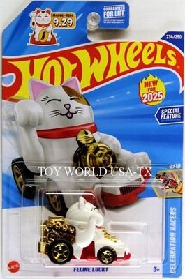 2025 Hot Wheels #234 Celebration Racers Feline Lucky white cat Maneki-Neko 9.29