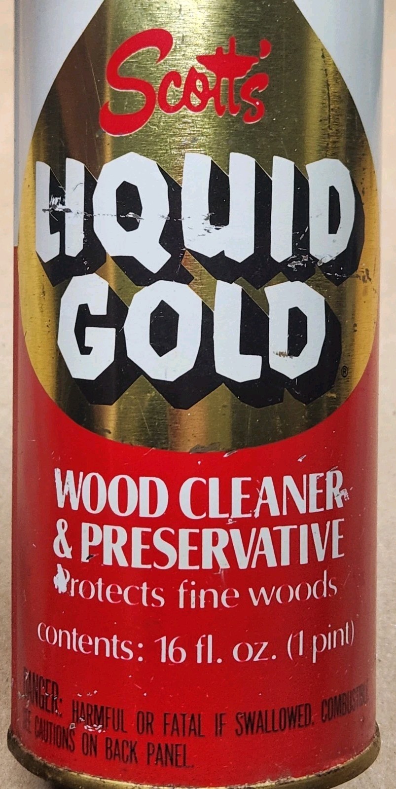 Scott’s Liquid Gold 16oz Wood Cleaner/Preservative Tin Denver CO 1970sVintage