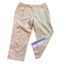 VTG Nike Pants Womens M 10-12 Beige Flat Front Lightweight Capris